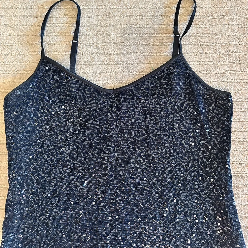 Express Dark Blue sequin Tank Top Size XS - Image 2