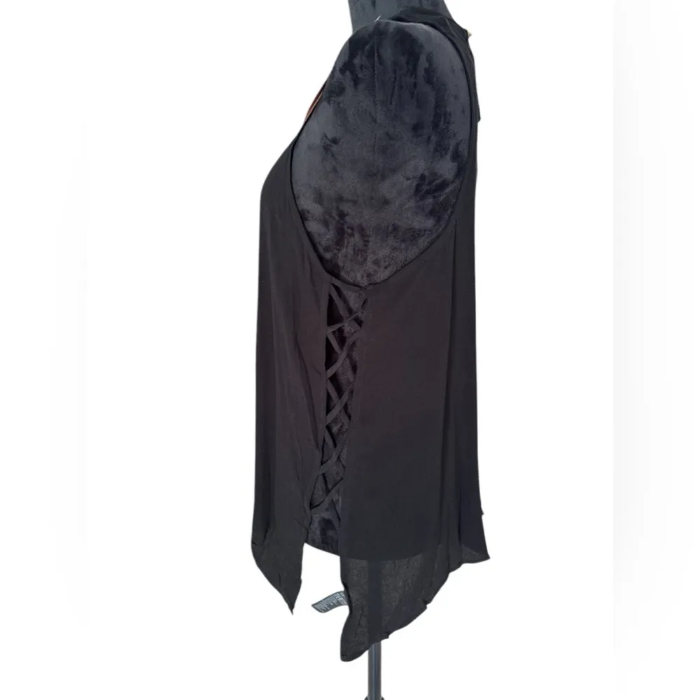 Love 21 NWT Black Sleeveless High-Neck Top with Side Lace-Up Detail - XS - Image 2