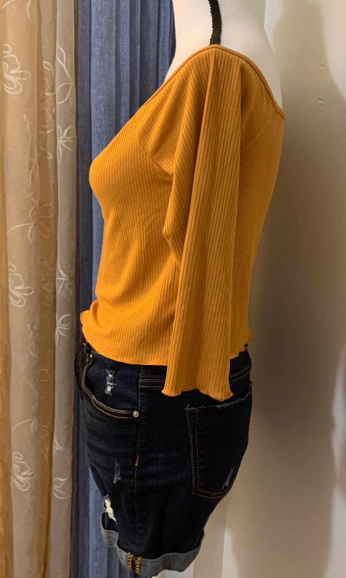 Me to We Mustard Yellow Ribbed Top - Image 2