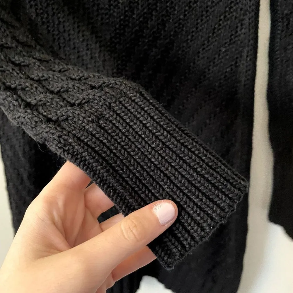 Tahari black knit sweater dress long sleeved ribbed classic style warm winter - Image 4