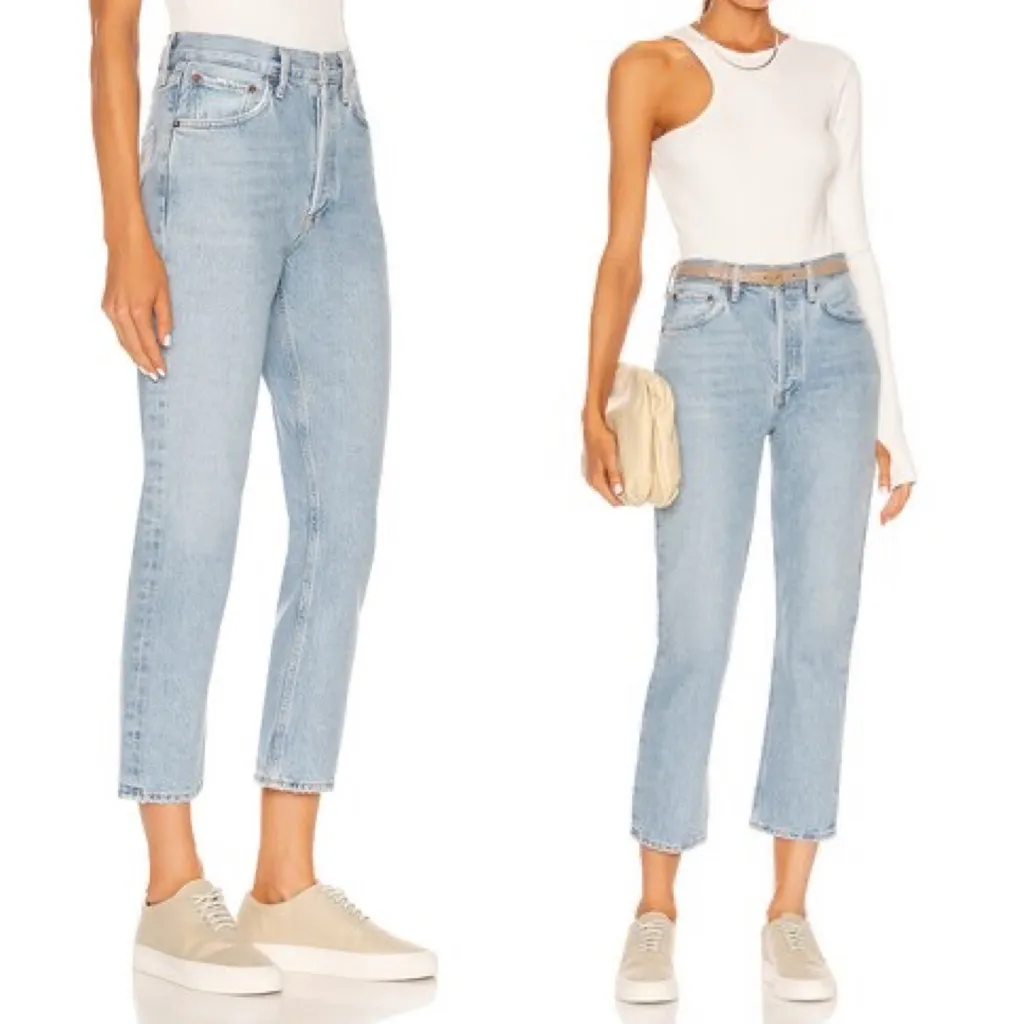 AGOLDE Riley High Rise Straight Crop Jeans Dimension Wash Size 25 Organic Denim - Image 9
