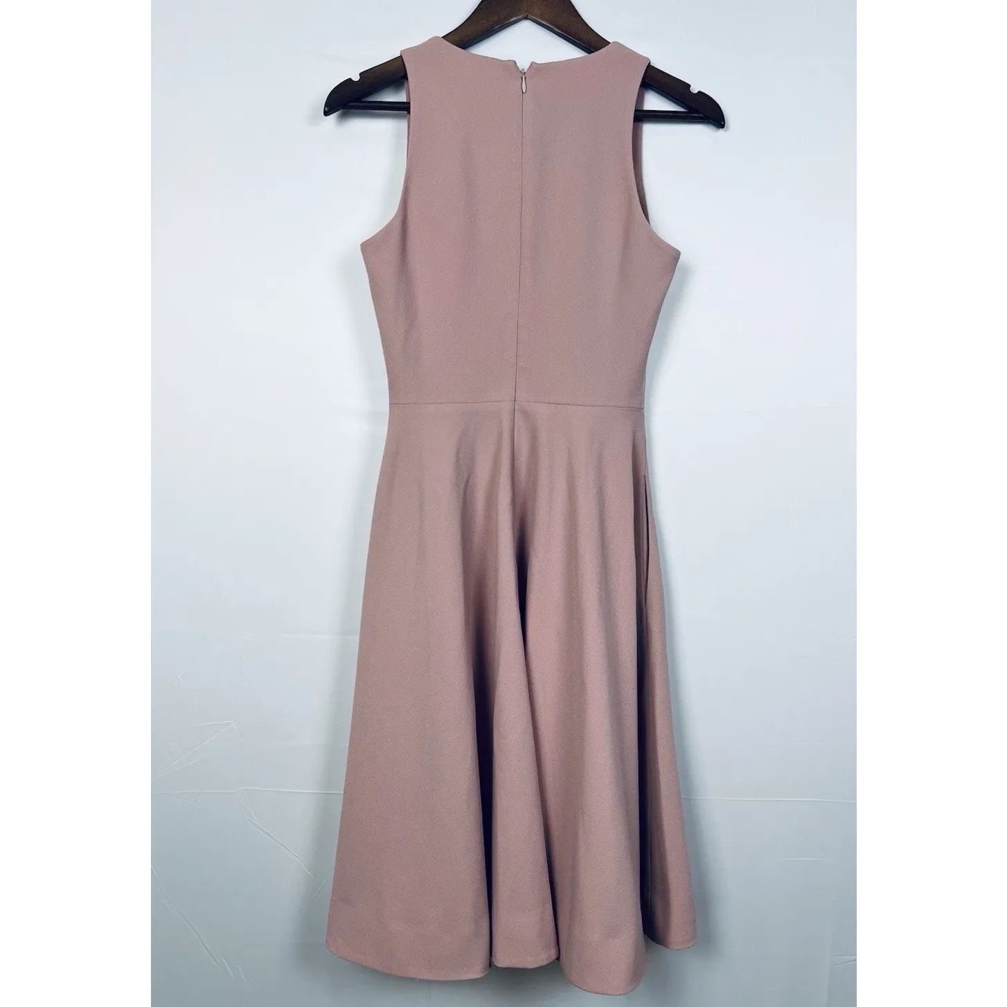 Dress the Population Blush Pink Midi Dress S Sleeveless V Neck Fit Flare - Image 5
