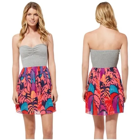 Roxy • one day soon pleated strapless summer dress fandango tropical print - Image 11