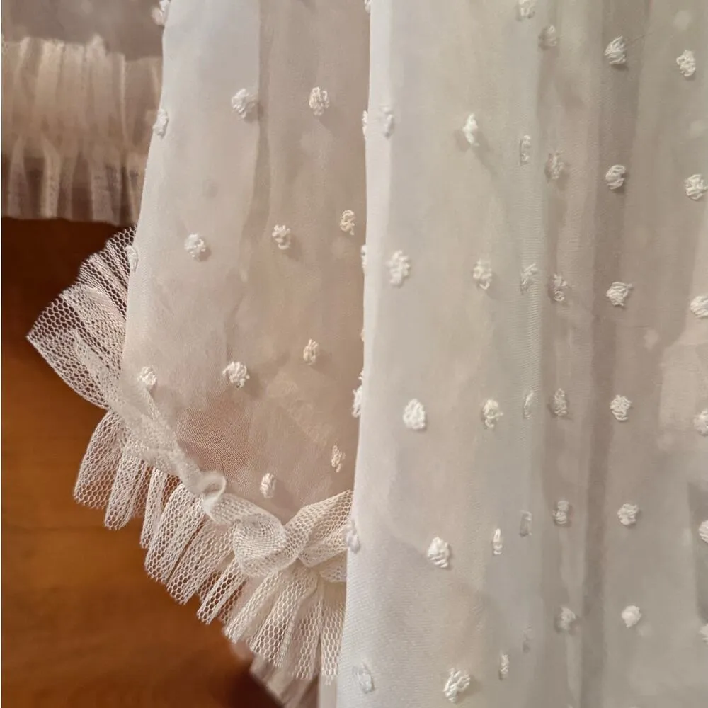 Ryu Anthropologie fairy dress rosette accent swiss dot whimsical feminine L - Image 3