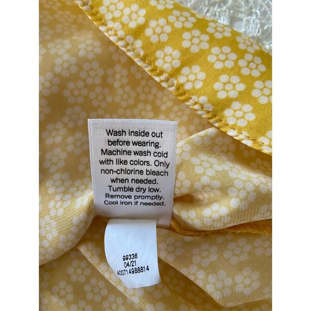 Lauren Conrad Floral Ruffle Tank Top Sleeveless Yellow V Neck Size XS - Image 5