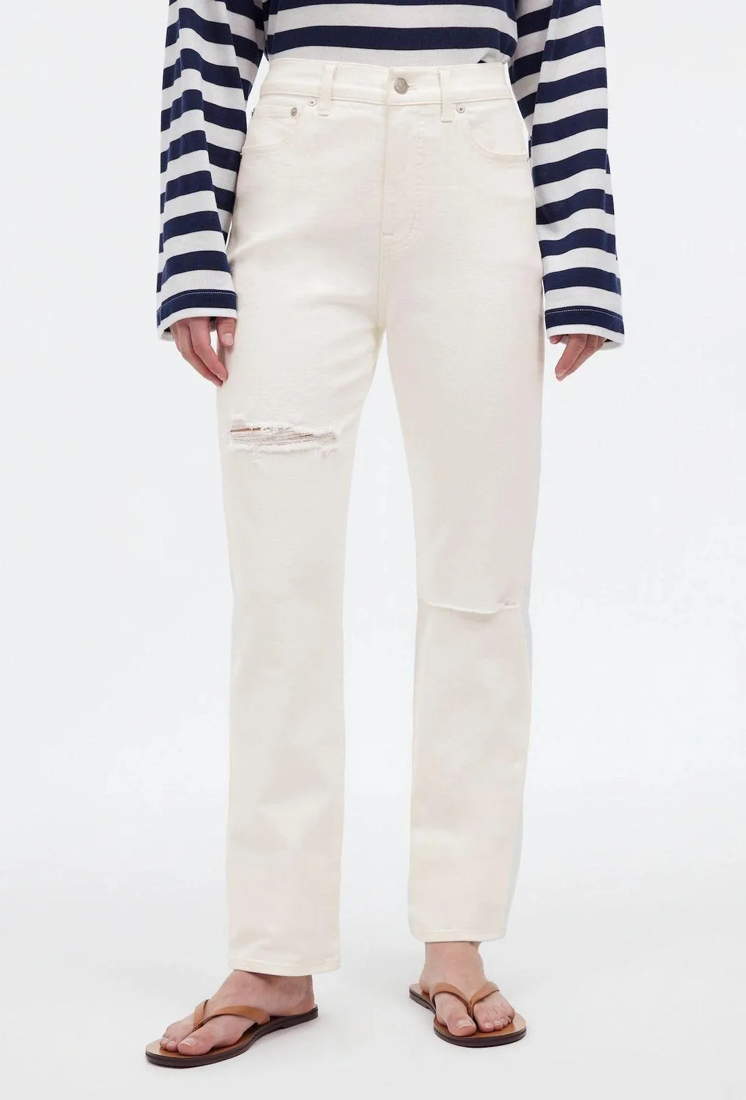 NWT Madewell The Tall '90s Straight Leg Jean In Tile White Size 25T - Image 3