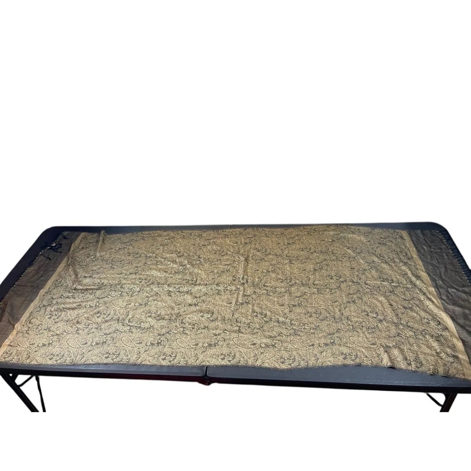 Pashmina Silk Blend Shawl Wrap Scarf Tan Black Paisley Jacquard Fringe Elegant - Image 6