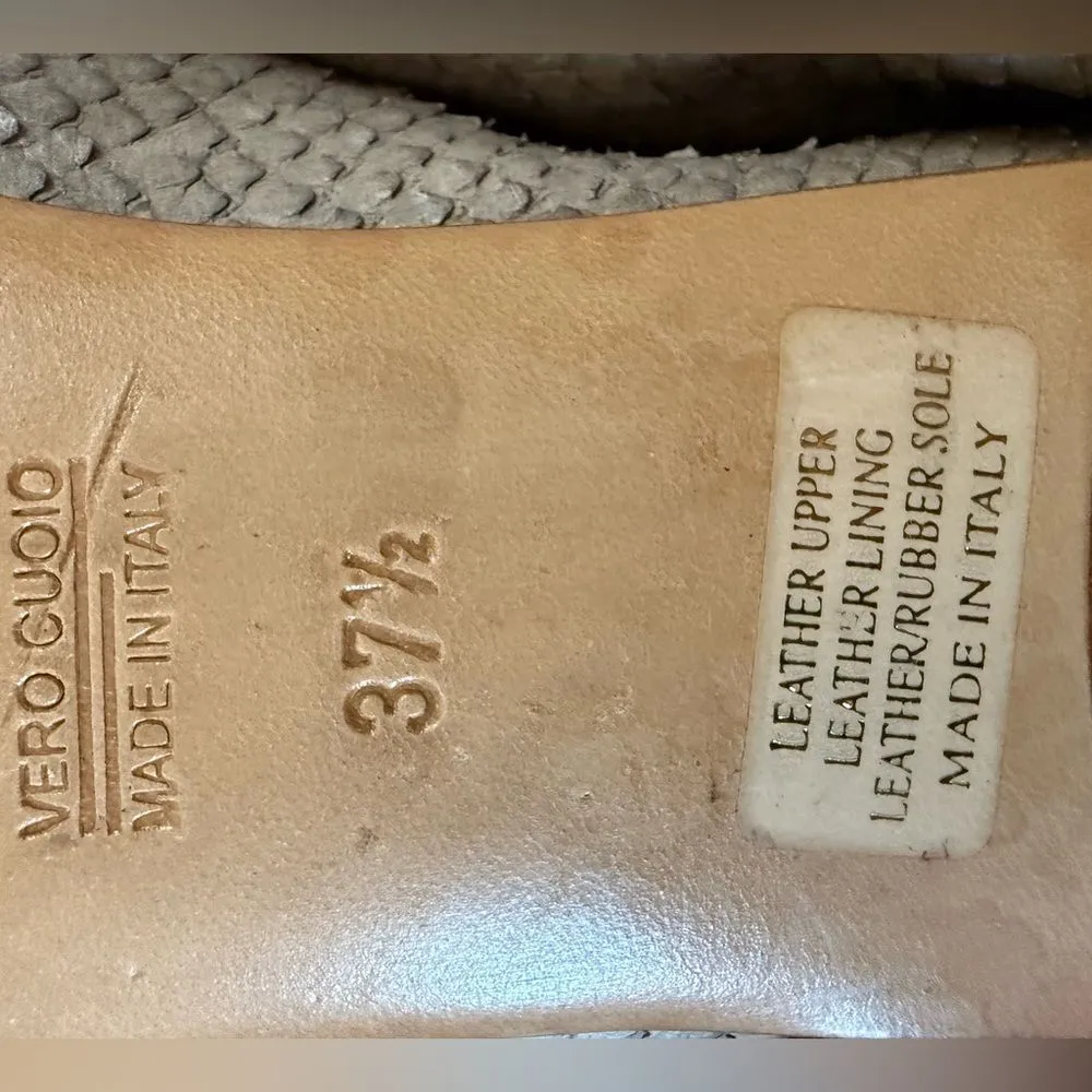 Attilio Giusti Leombruni Elegant Textured Leather Snakeskin Flats Size 7 Women’s - Image 8