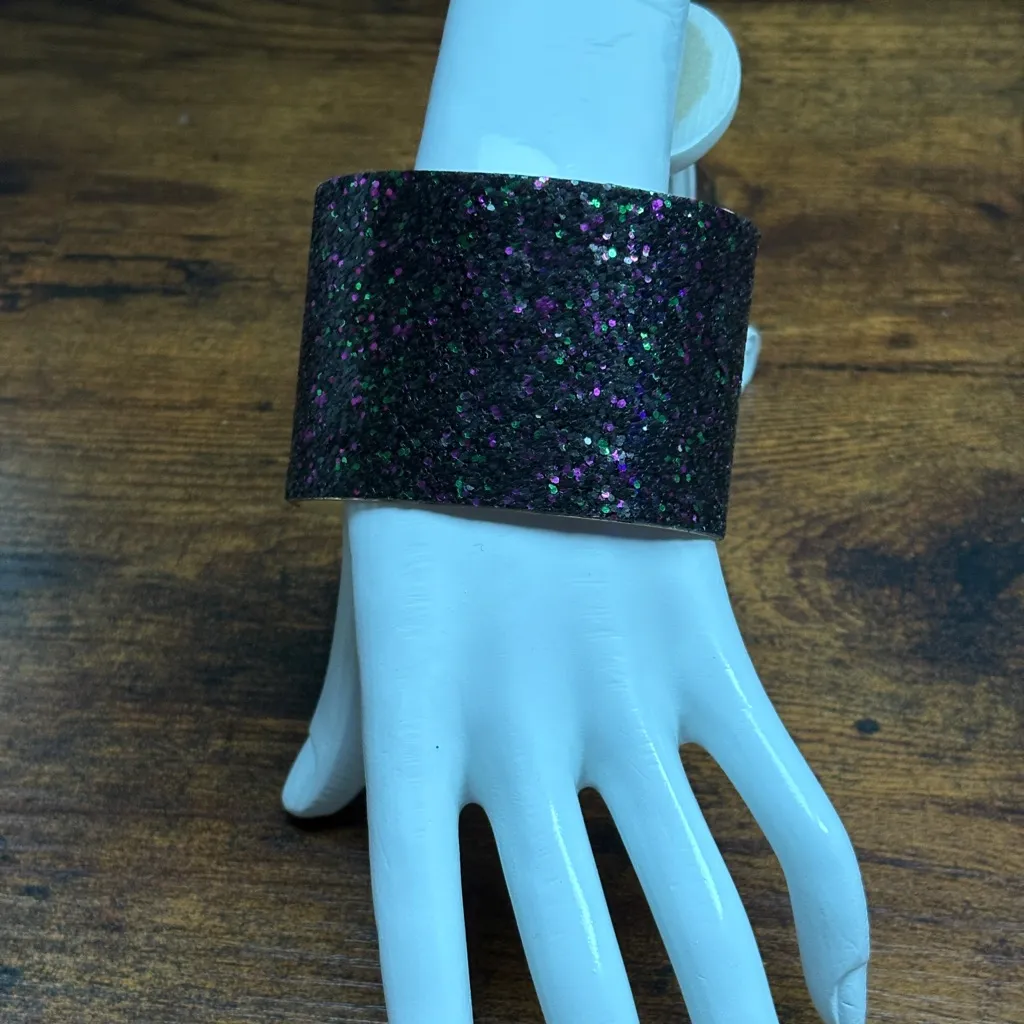 Glittery Black and Purple Cuff Bracelet - Image 3