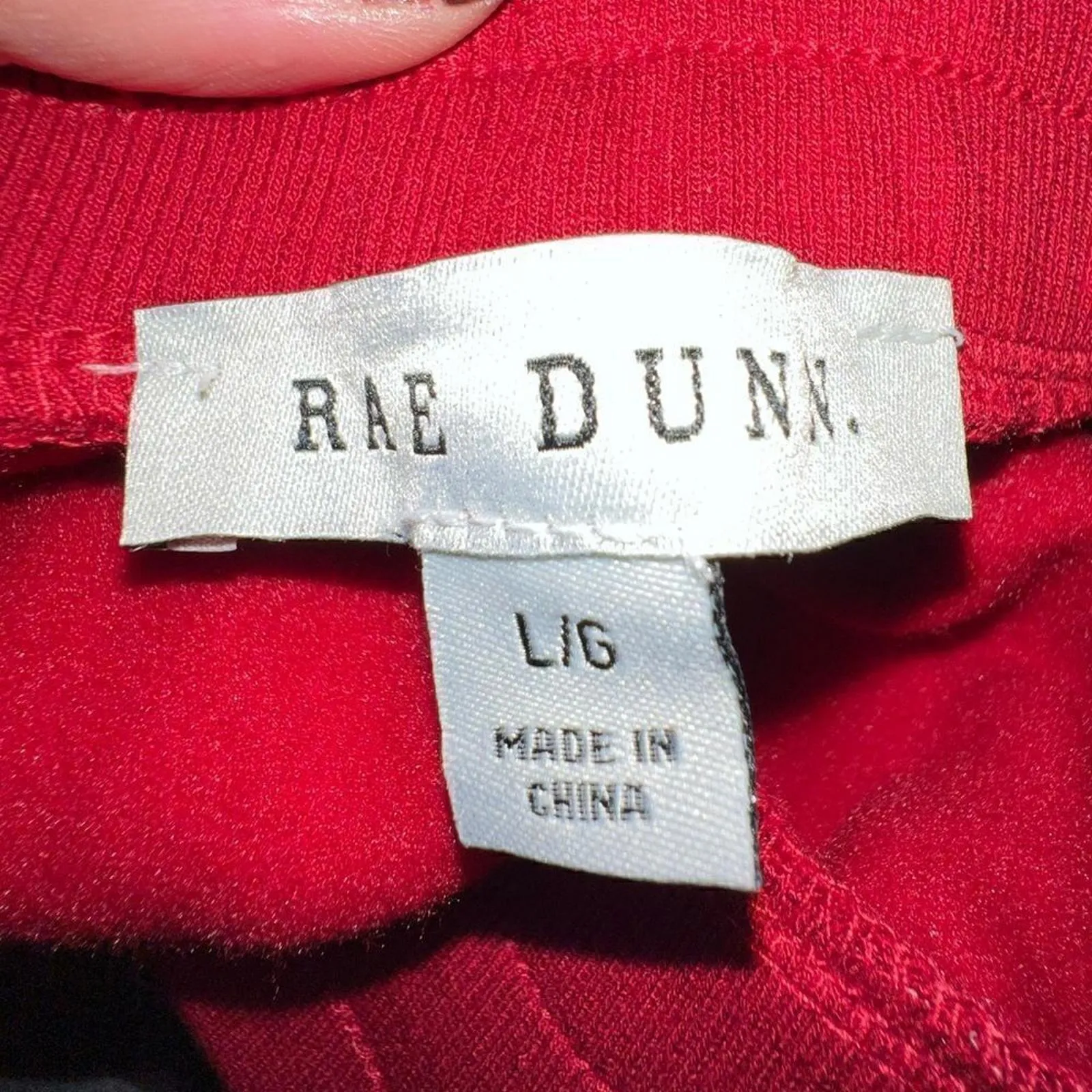 Rae Dunn red fleece sweatpants with tie waist and pockets women’s size large - Image 6