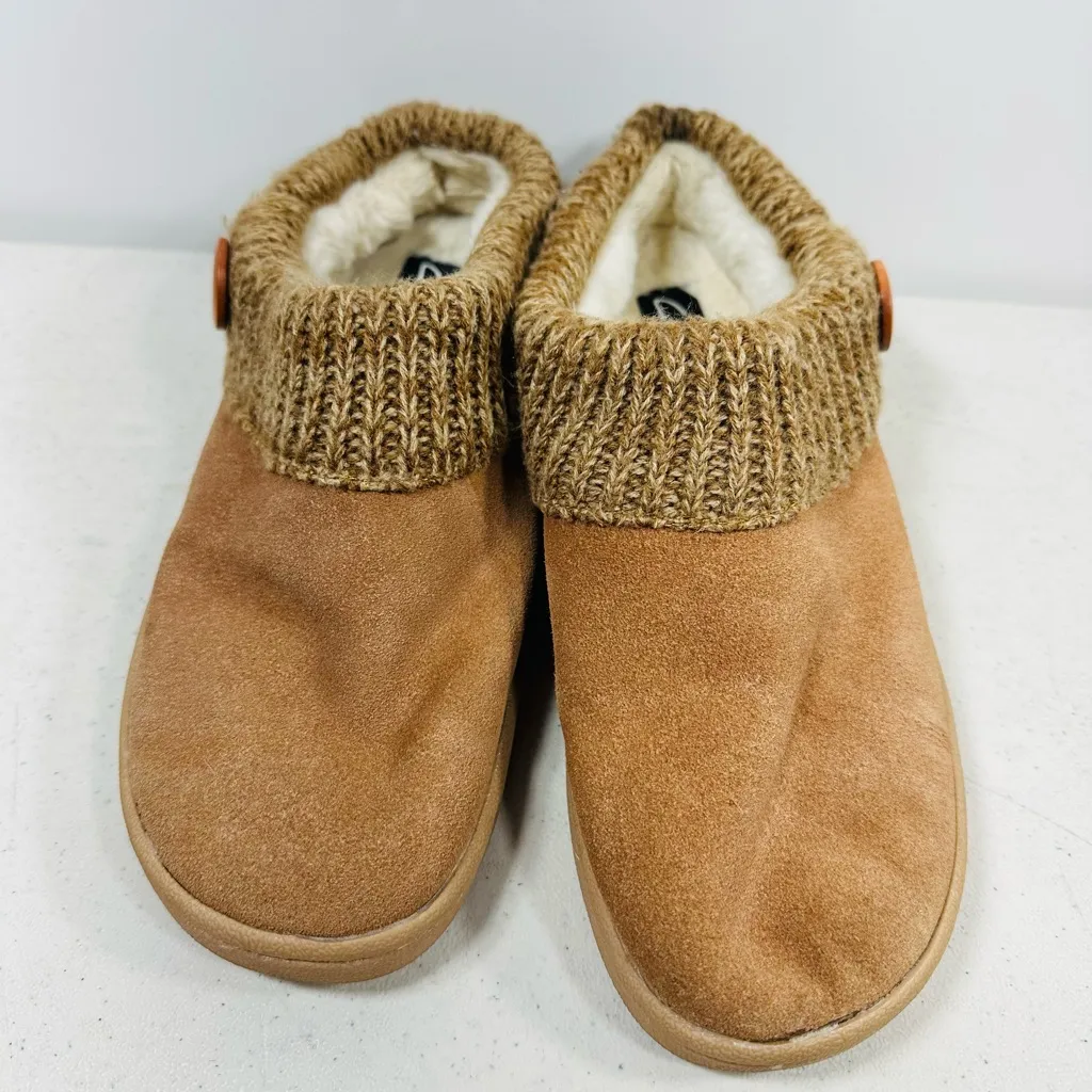 Clarks Fairisle Cinnamon Scuff Leather Rounded Closed Toe Slip On Slipper size 8 - Image 3