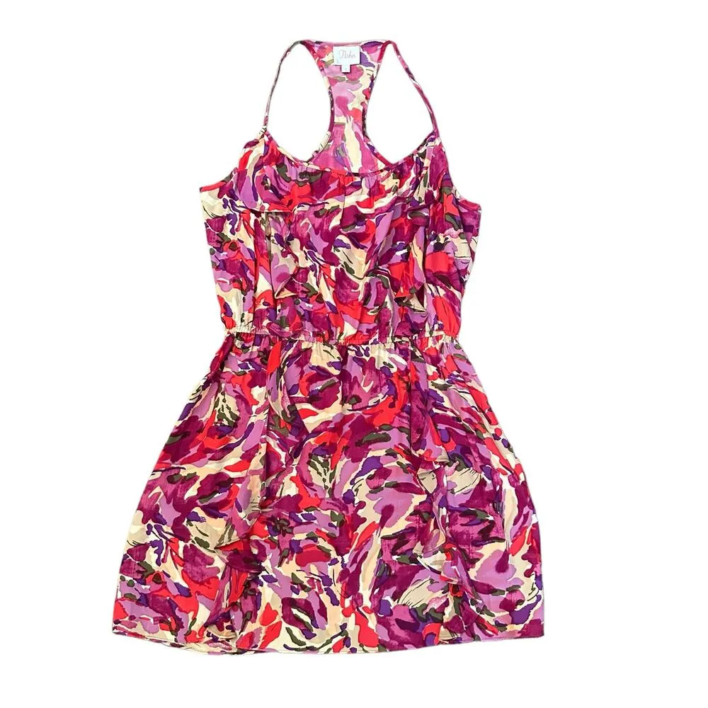 Parker cream, pink & purple floral silk mini dress size S - Image 12