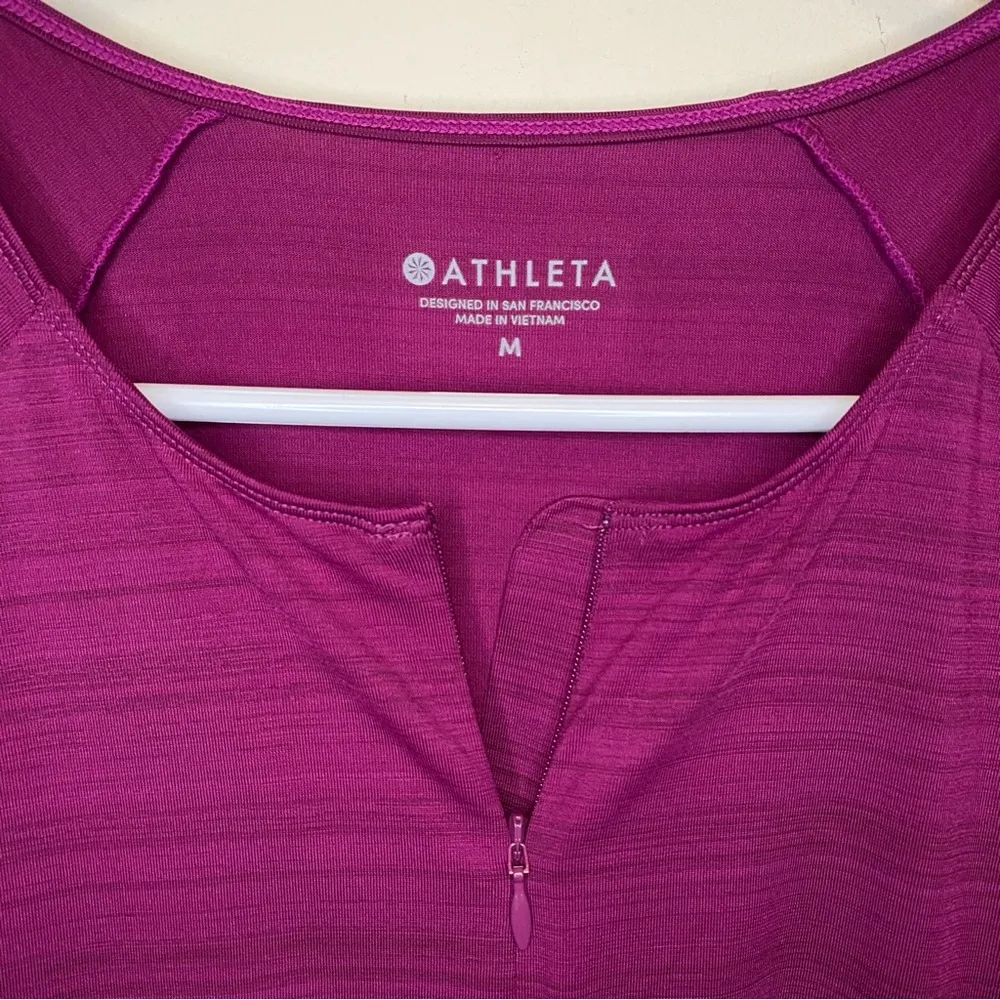 ATHLETA Pacifica Quarter Zip Wrap Front Active Layering Top Purple/Pink Medium - Image 4