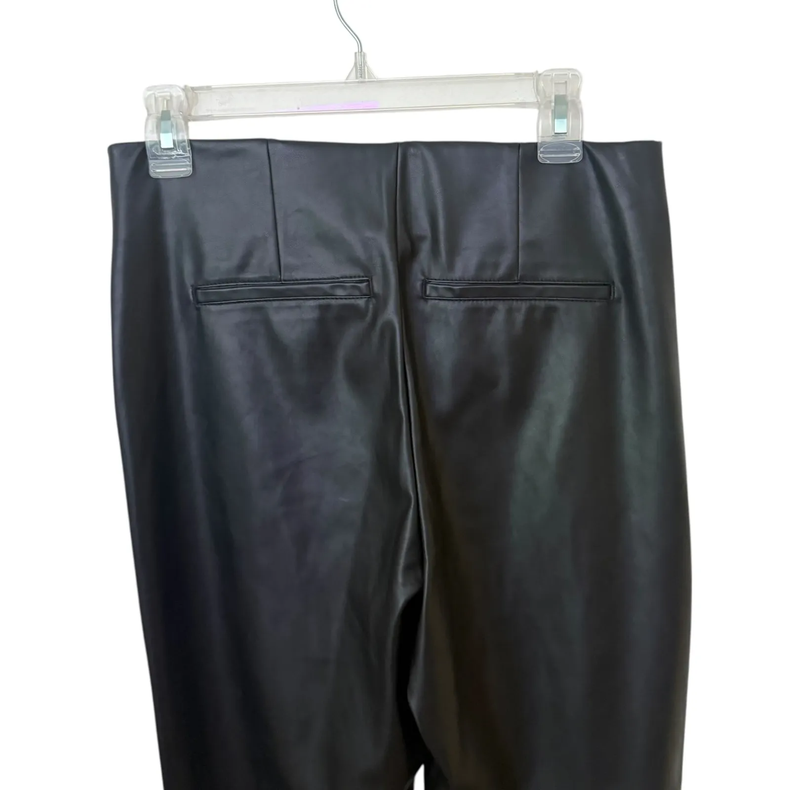 Old Navy Extra High Rise Black Faux Leather Pants Women Size 10 Skinny Ankle Zip - Image 5