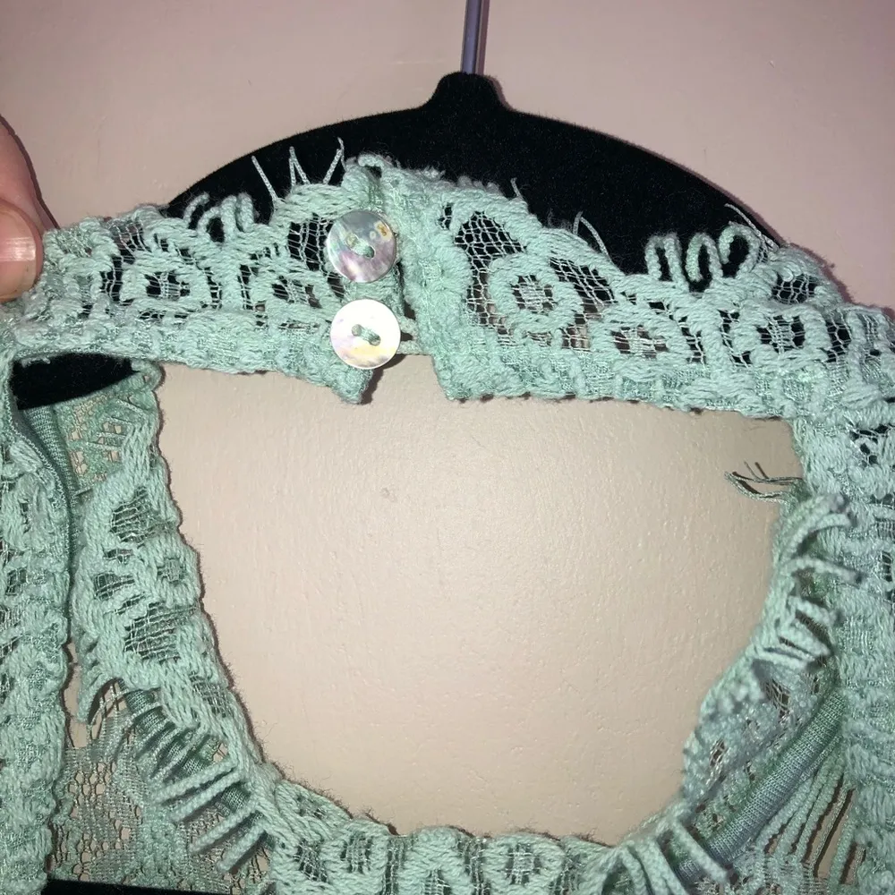 Free People High Neck Backless Lace Green Dress - Image 6