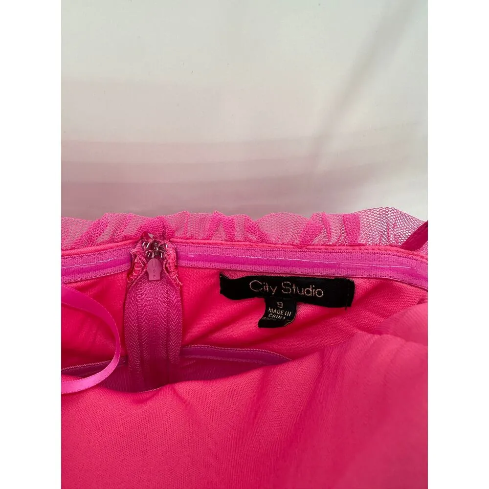 City Studio Womens Bubblegum Pink Mini Dress Size 9 NWT Feminine Barbie Cocktail - Image 5