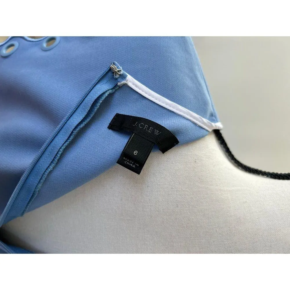 J.Crew Cornflower Blue Scalloped Grommet Cap Sleeve Blouse - Image 5