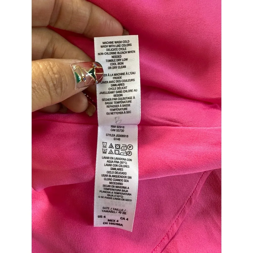 Juicy Couture Hot Pink V-neck Plunge Empire Side Pockets Highlighter Dress 4 - Image 7