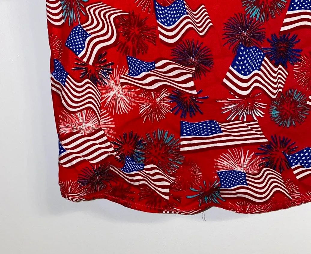 NWT $32  Red American Flag Print Button Down S(4) - Image 5