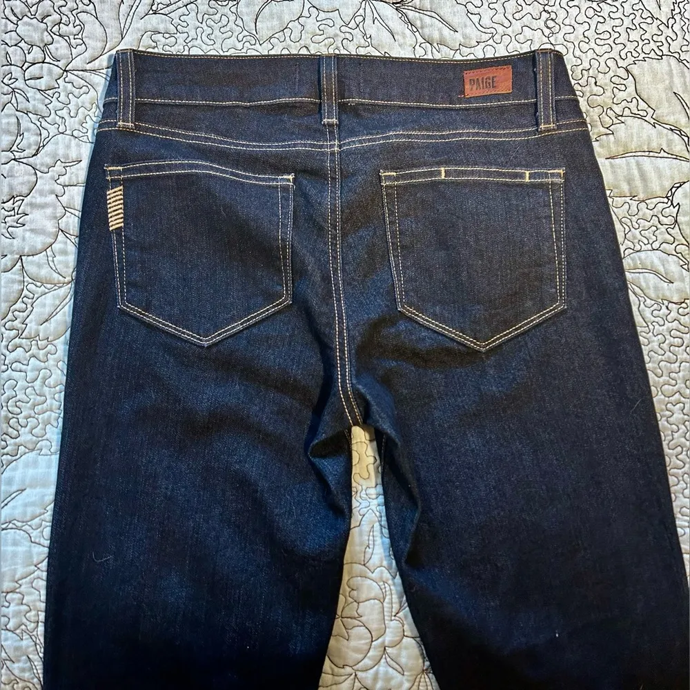 PAIGE Peg Straight Leg Dark Wash Mid Rise Jeans in the Wash Bardot Sz 27 - Image 6