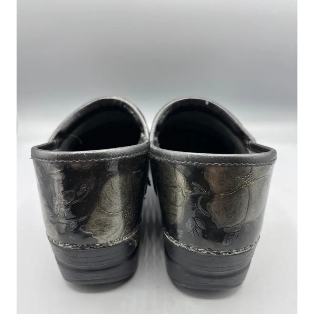 Dansko Clogs 41 Black‎ Floral Embossed Leather Professional Clogs - Image 3