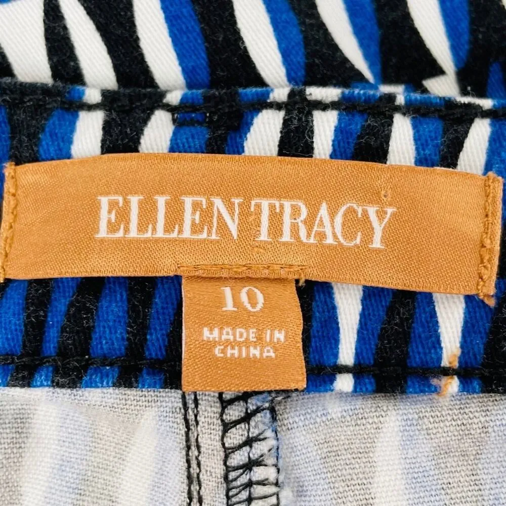 Ellen Tracy High Waist Geometric Pattern Straight Leg Jeans Blue Size 10 - Image 8