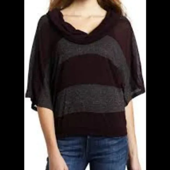 SPLENDID Size Large Sparkling Stripe Cowl Neck Top LTOP160 - Image 2