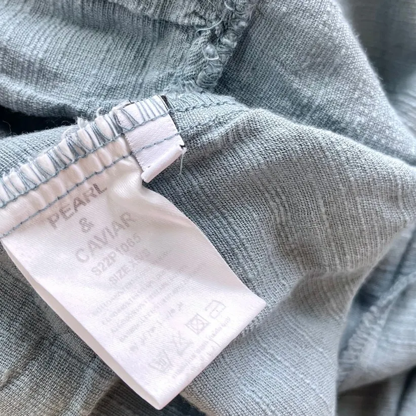 Pearl & Caviar Linen Mix One Shoulder Maxi Dress | Dusty Blue Size XS/S‎ - Image 5