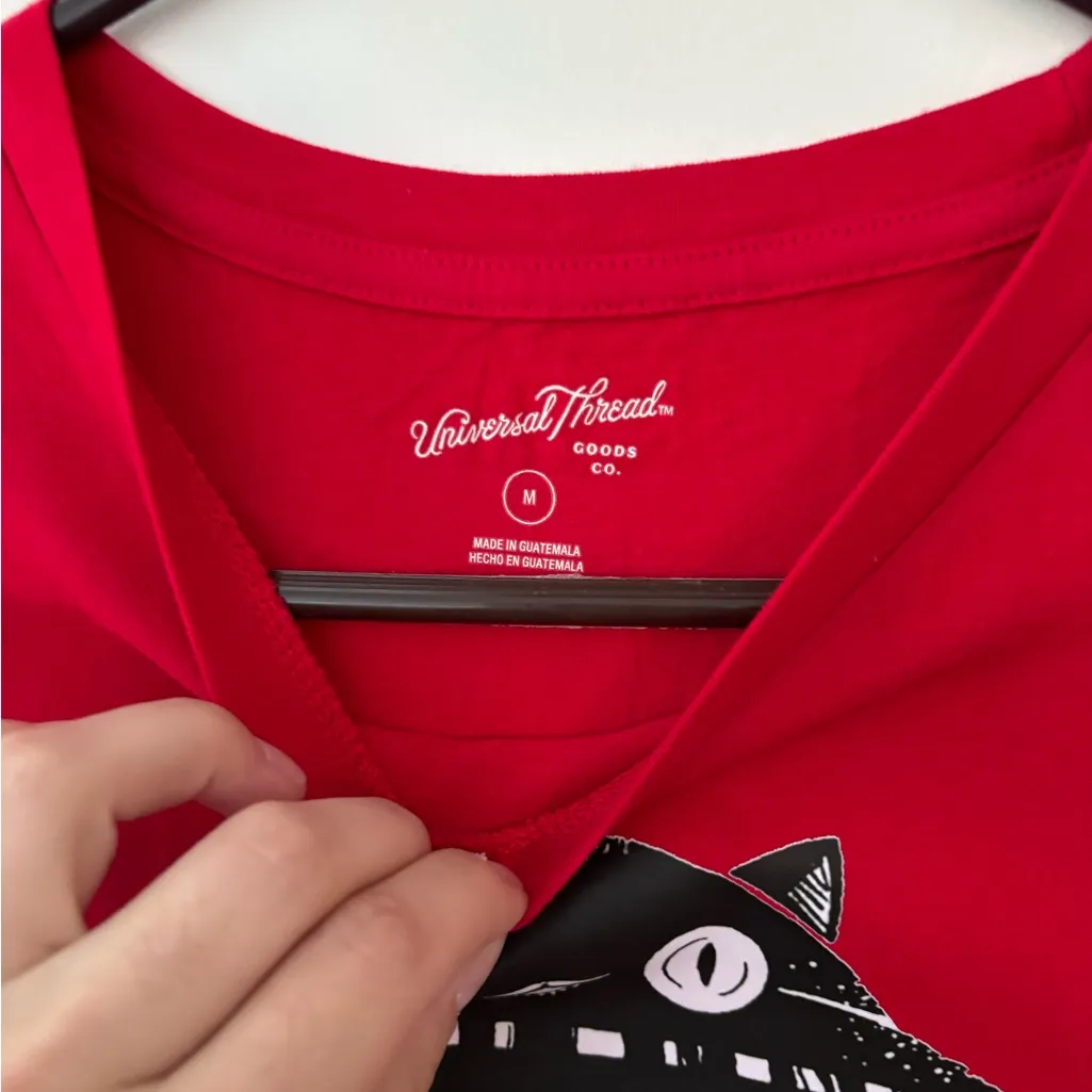 “alien cat” handmade crop top tshirt Red Size M - Image 2