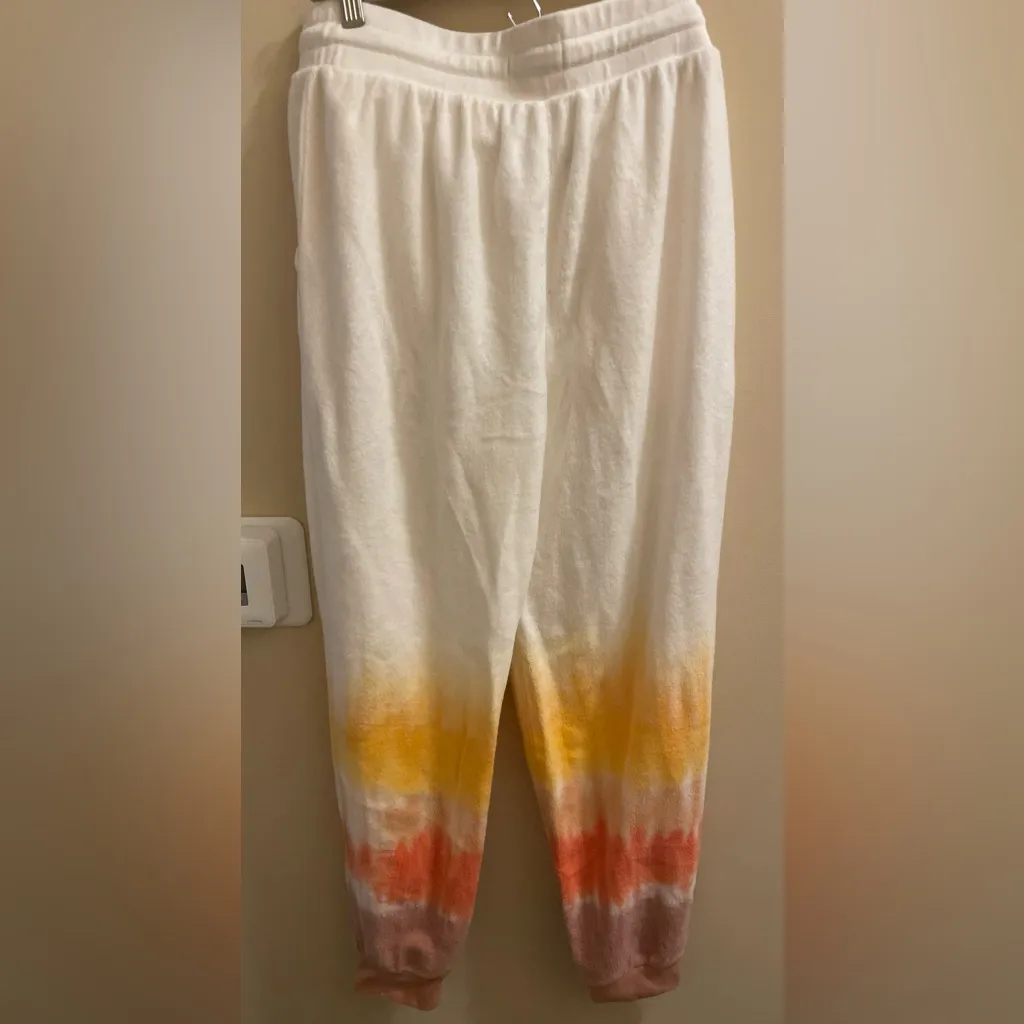 Feat Sunset Lover Blanket Blend Lounge Joggers Sweatpants Tie Dye Pockets Small Orange - Image 4