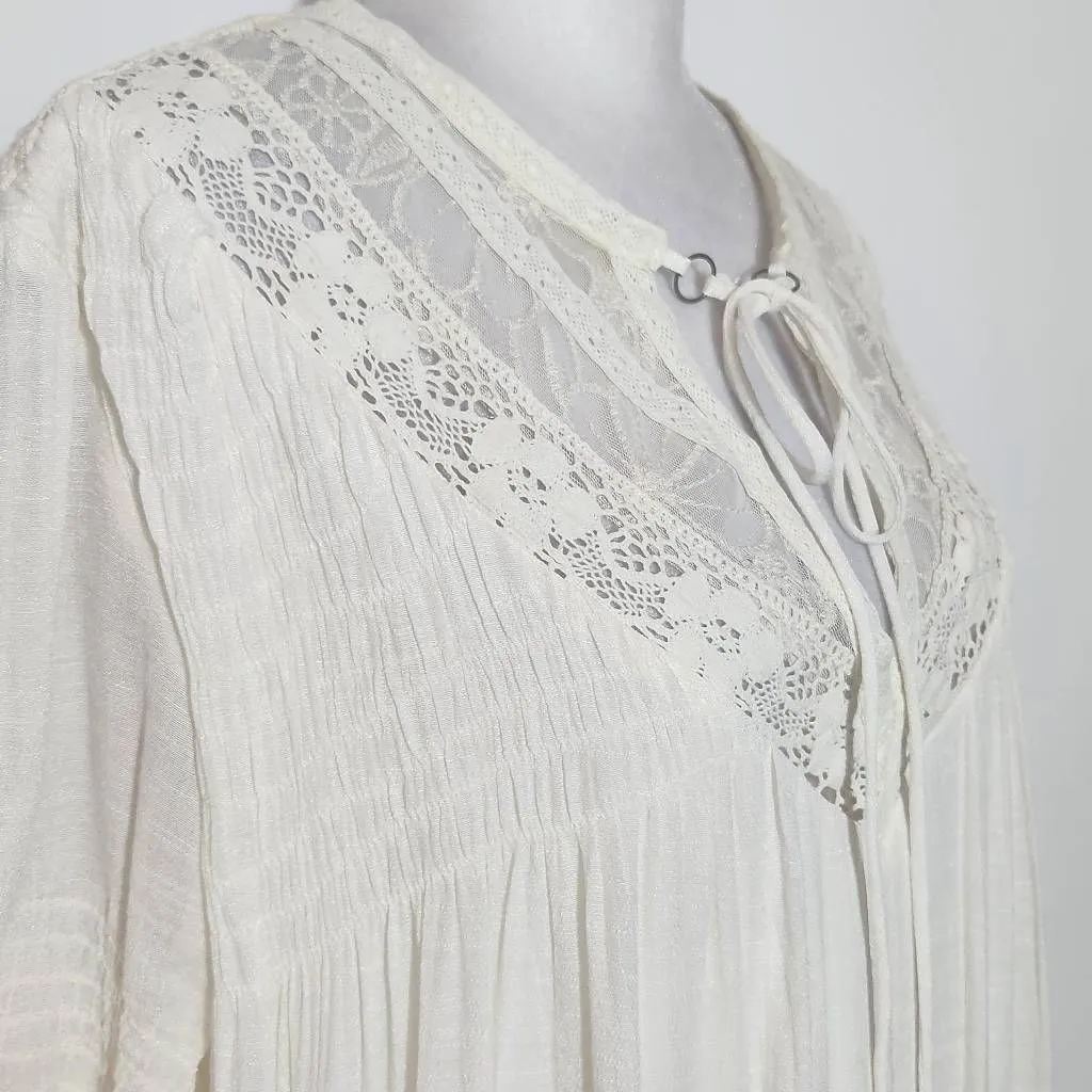 J. Gee Cream Boho Mini Dress NWT Size Large Ivory Lace Shift Style Boho Dress - Image 6