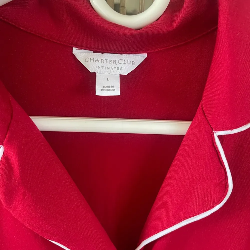 Charter Club Intimates Women's size L Candy Red Believe Button Down Sleepshirt - Image 4