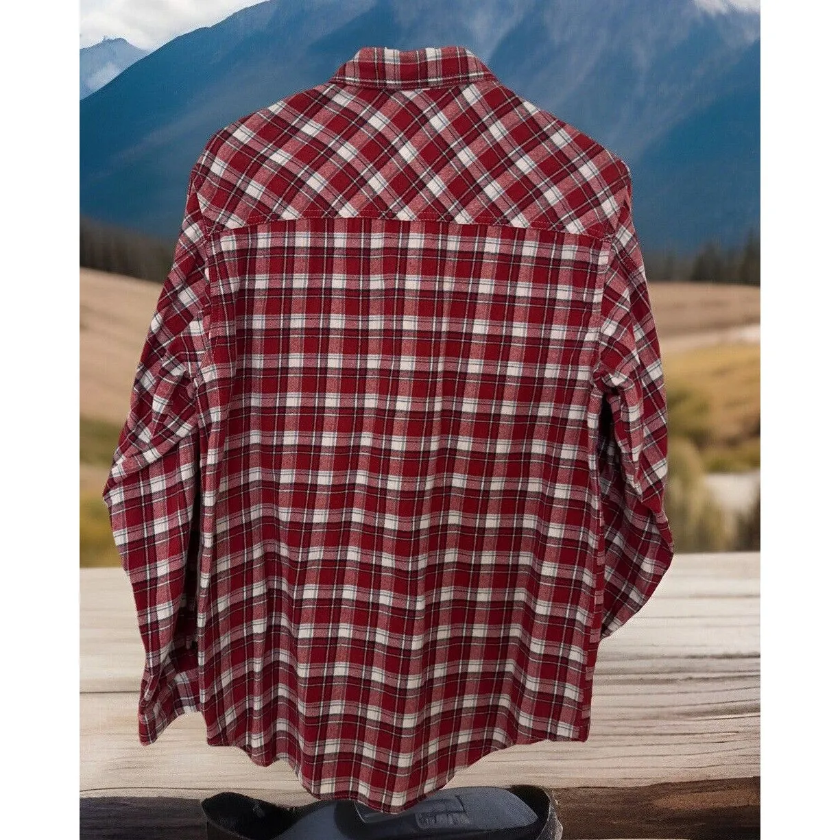 VTG Levi's Jeans For Women's Red Flannel Western Boho Big‎ W Collection Shirt S - Image 5