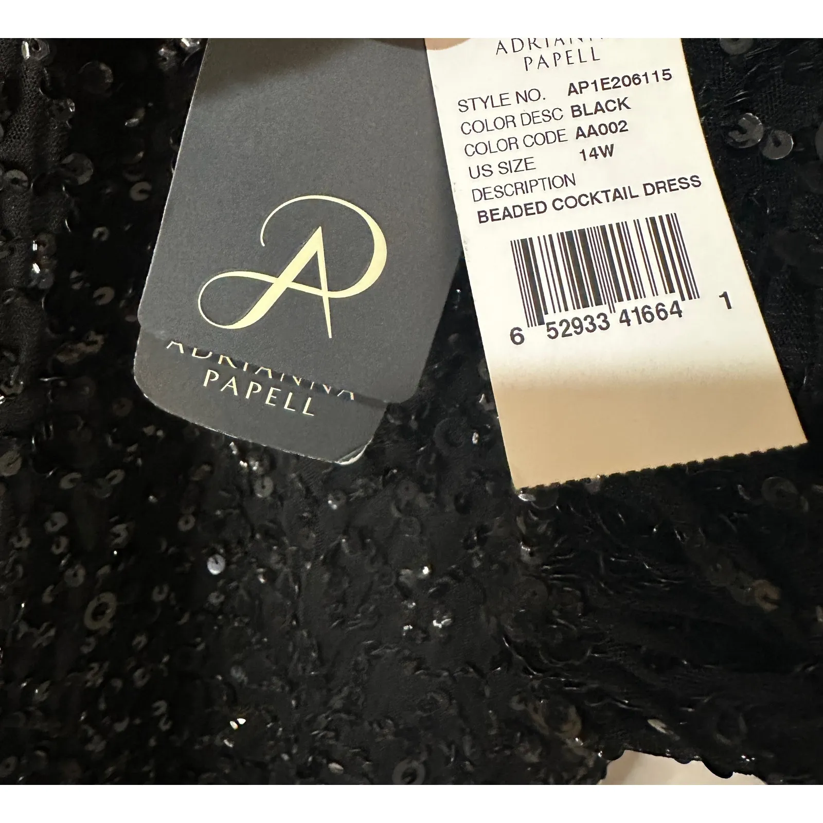 Adrianna Papell Beaded Black Short Cocktail Dress Plus Sz 14 W NWT MOB Romantic - Image 8