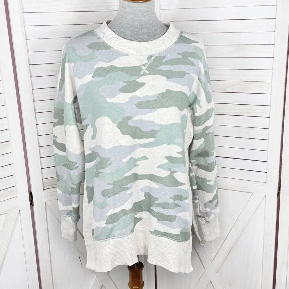 Aerie  Good Vibes Dessert Sage Camo Oversized Split Side Sweatshirt Small - Image 2