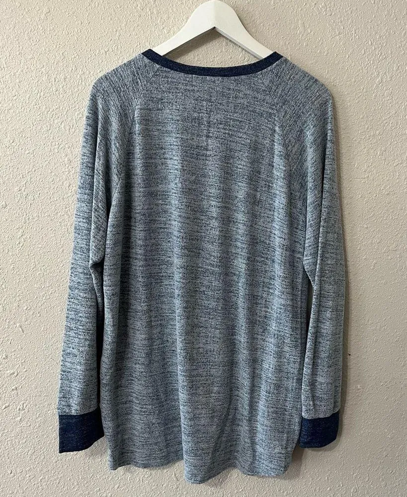 Wekili Blue Colorblock Brushed Soft Knit‎ Crewneck Tunic Sweater Top Size M Size M - Image 3