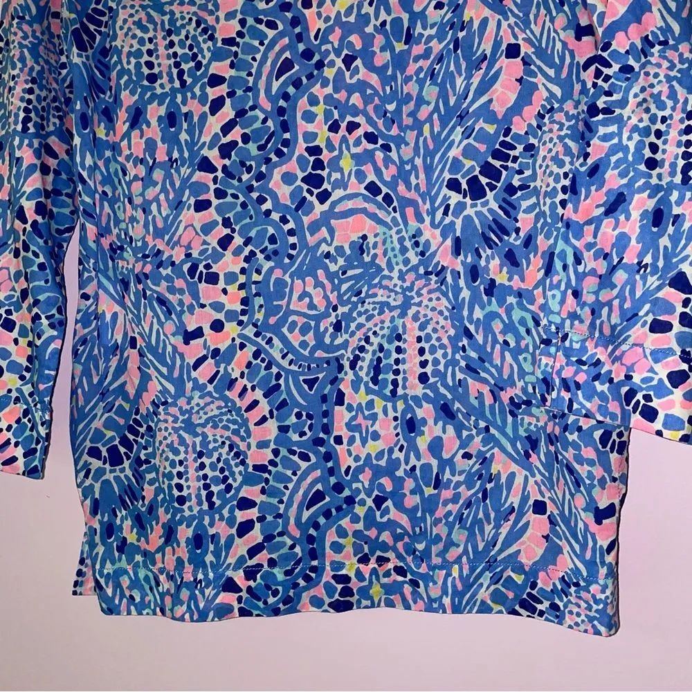 Lilly Pulitzer XS Blouse Cotton Tunic Top 3/4 Sleeve V Neck - Image 7