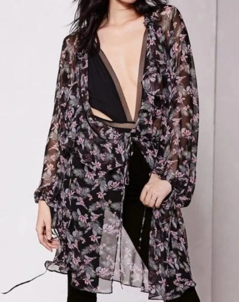 Victoria's Secret floral chiffon duster/ swim coverup size M/L - Image 3