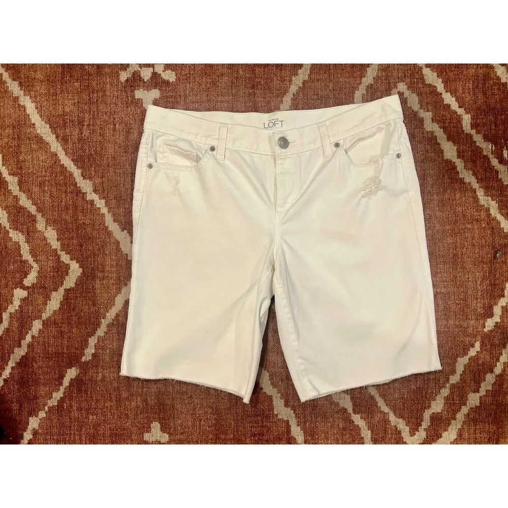 Ann Taylor Loft Denim Shorts 10 White - Image 2