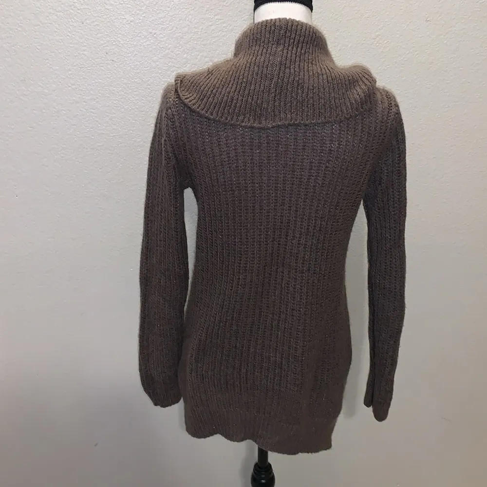 Maurice's  brown gold sparkles open knit crochet cowl neck sweater - Image 6