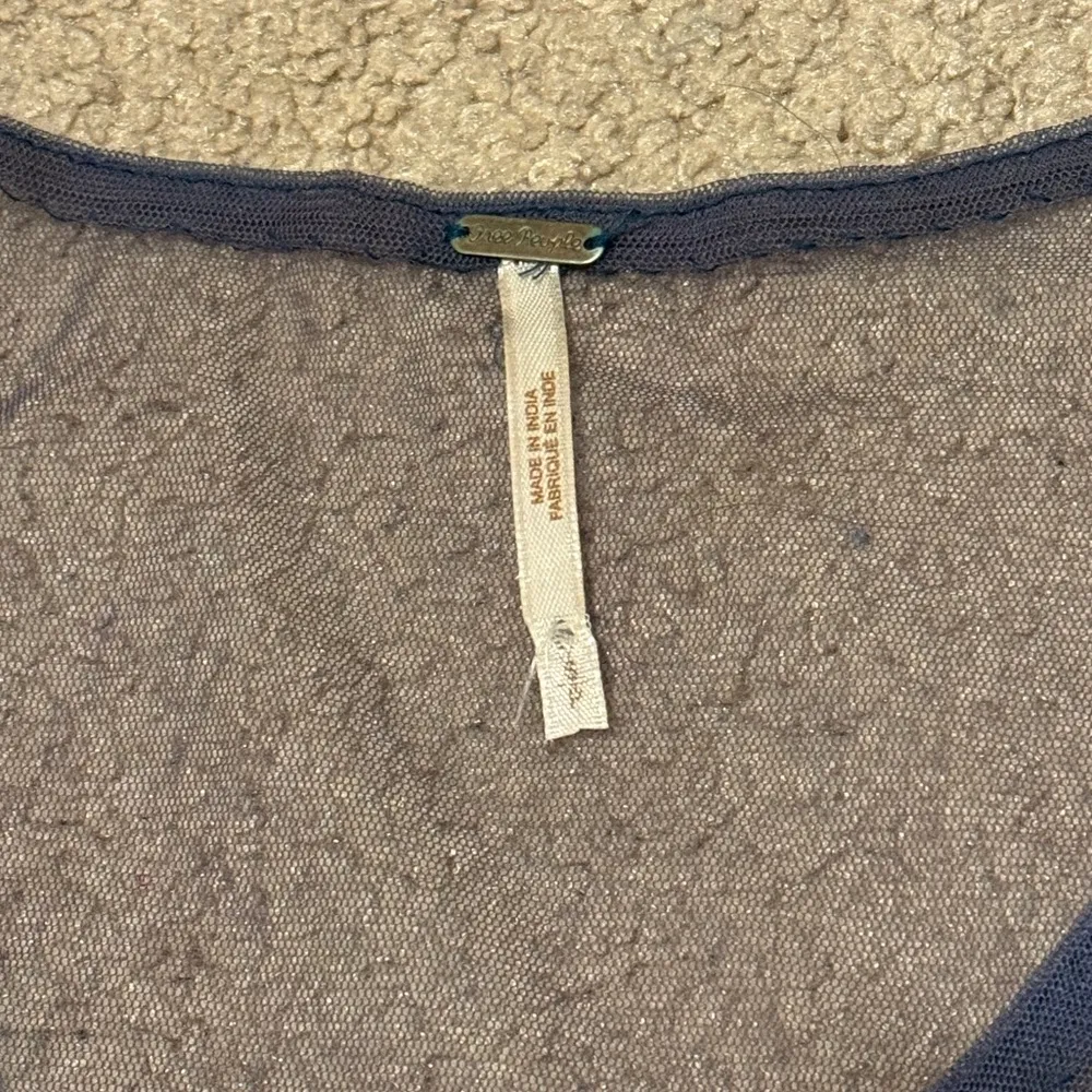 Free People Embellished Mesh Mini Slip Dress Beaded Blue Size Small Boho Sheer - Image 5