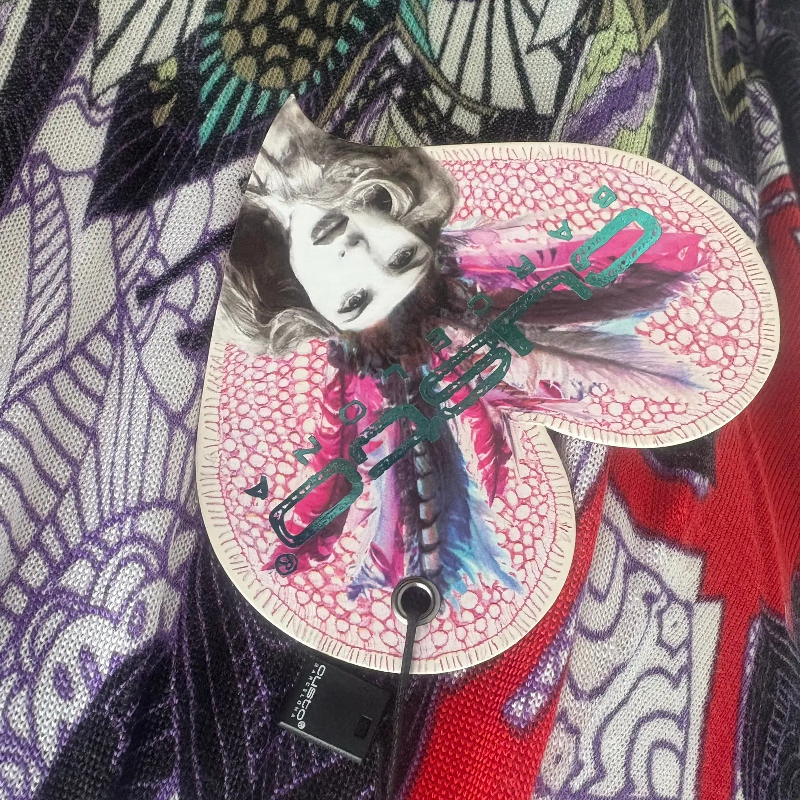 Custo Barcelona Luky Dress Sz M V Neck Shift Tunic Abstract Colorful Artsy Boho - Image 10