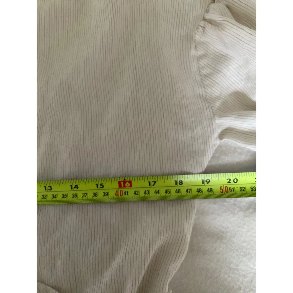 ALEX MARIE Linen blend long sleeve mini dress beige strip SZ2 bust 38in M - Image 5