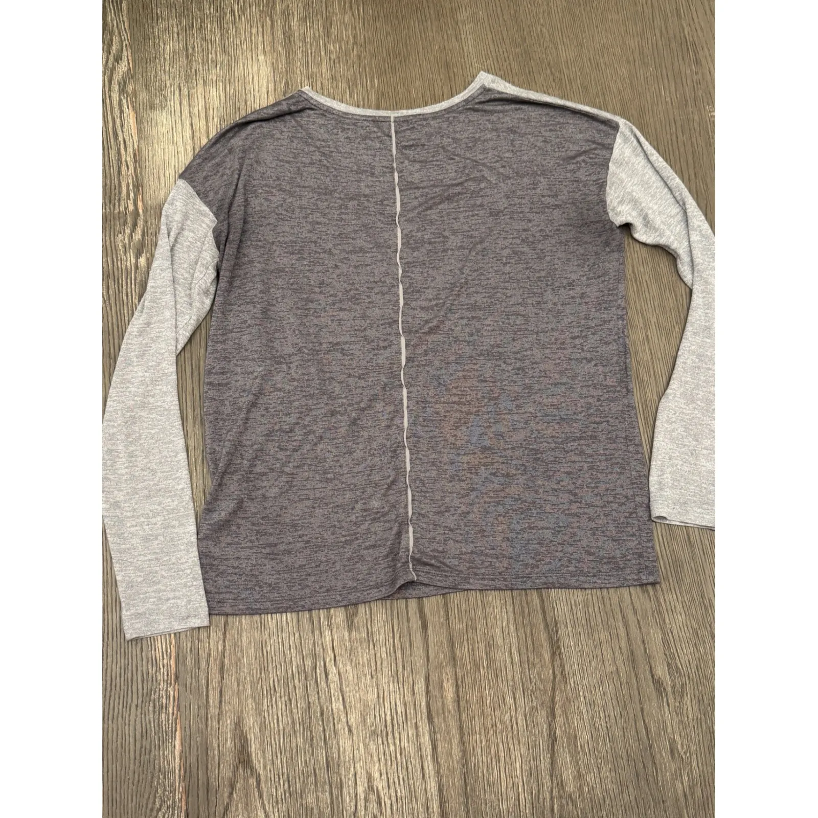 Vince Colorblock Long Sleeve T Shirt Womens XS Gray Heathered Casual Top - Image 4