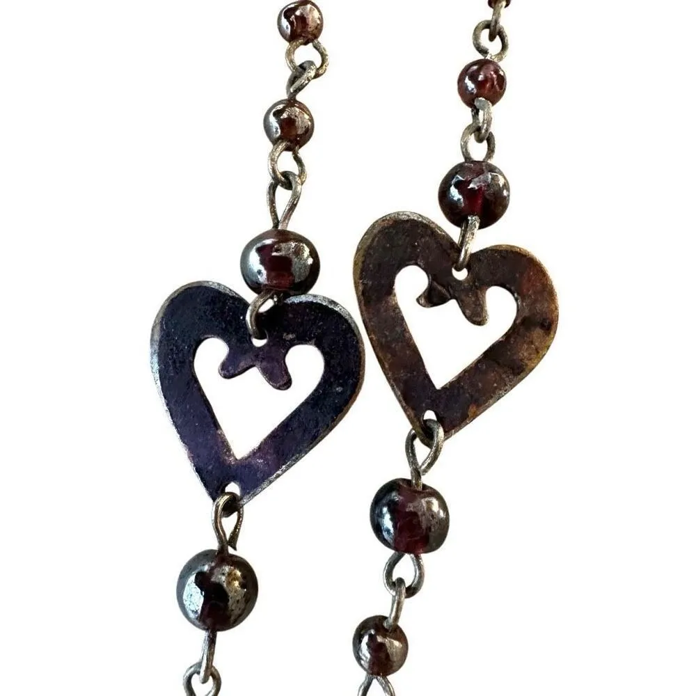 Metal heart beaded long necklace - Image 5