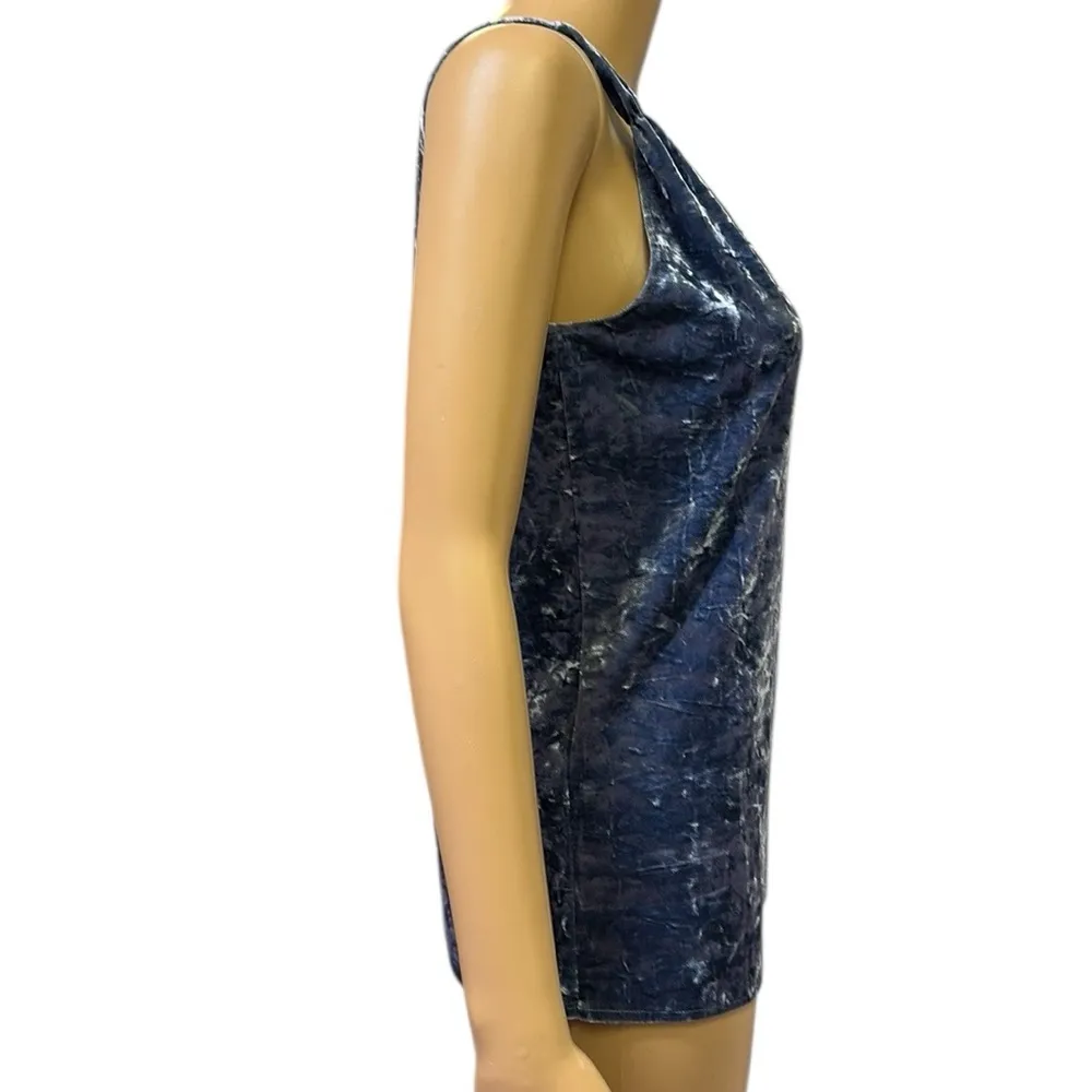 Vince Camuto Blue Soft Crushed Velvet Sleeveless Tank Top Blouse Shirt Womens XS - Image 7