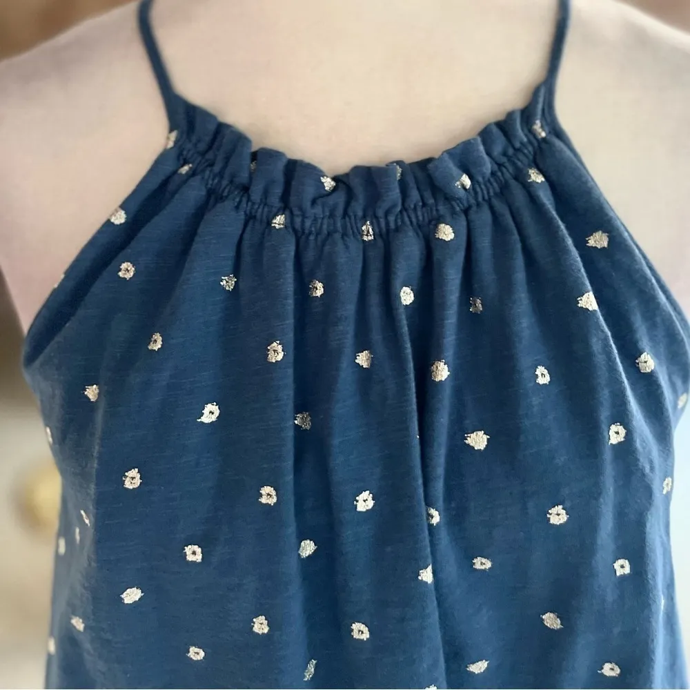 Loft Dress Halter Tiered Silver Polka Dot Blue Mini S Party Garden Sundress - Image 3