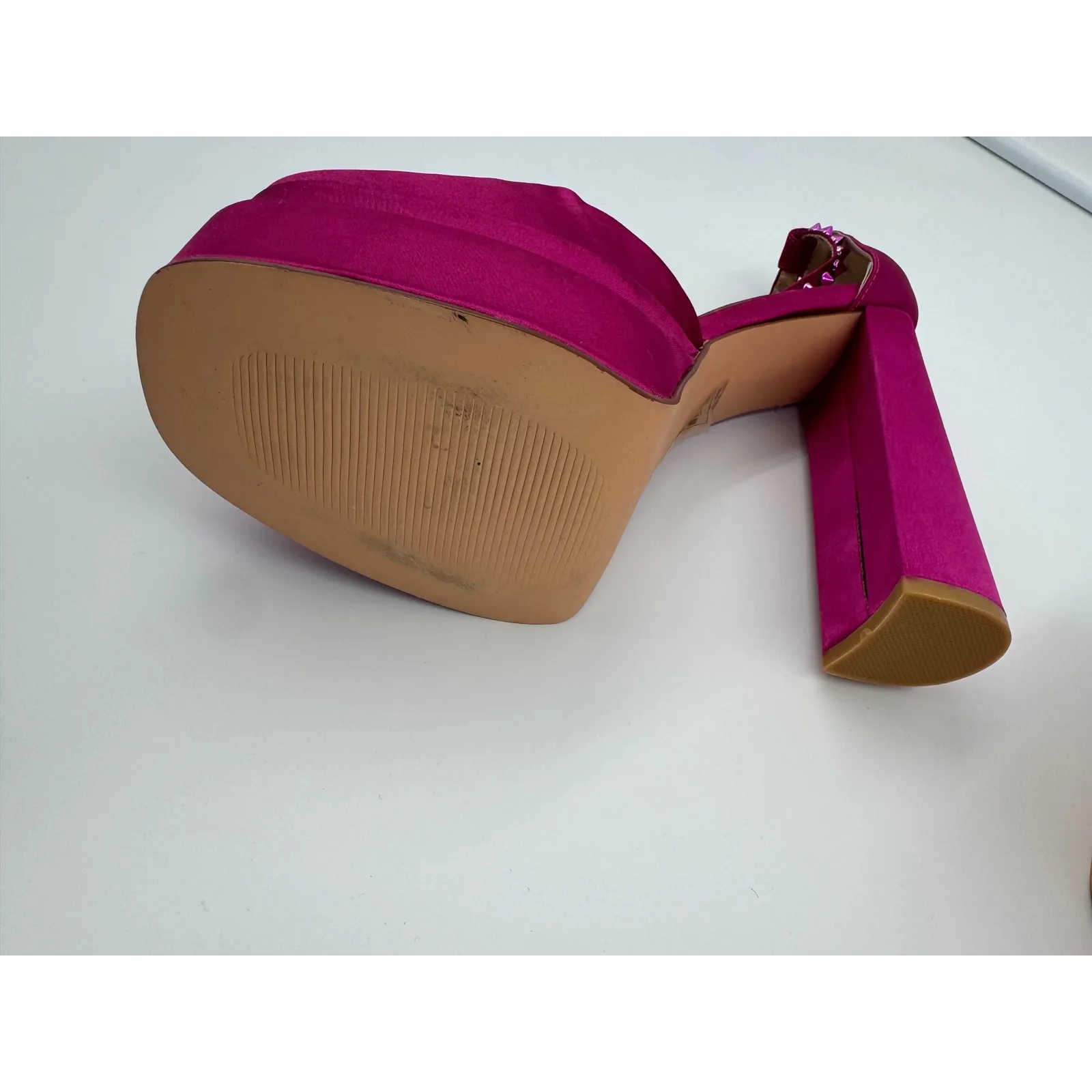 Azalea Wang Penelope Platform High Heels‎ Studded Ankle Strap Size 9 Pink - Image 6