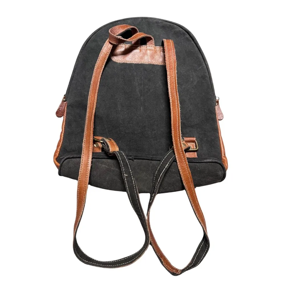 Myra Cream and Brown Patterned Bag Green - Image 5