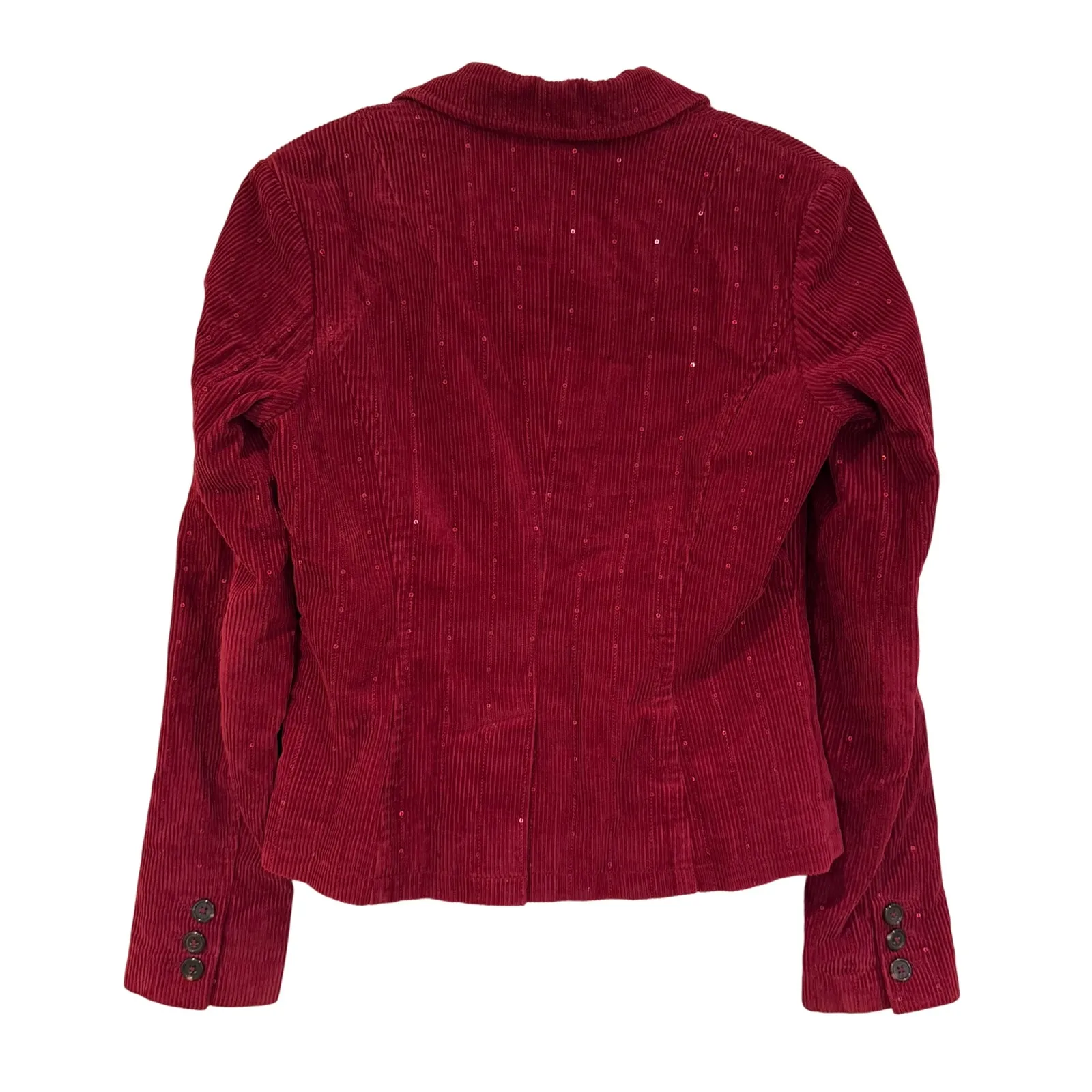 American Eagle‎ Vintage Corduroy Sequin Blazer Women's Small Burgundy Y2K Preppy - Image 7